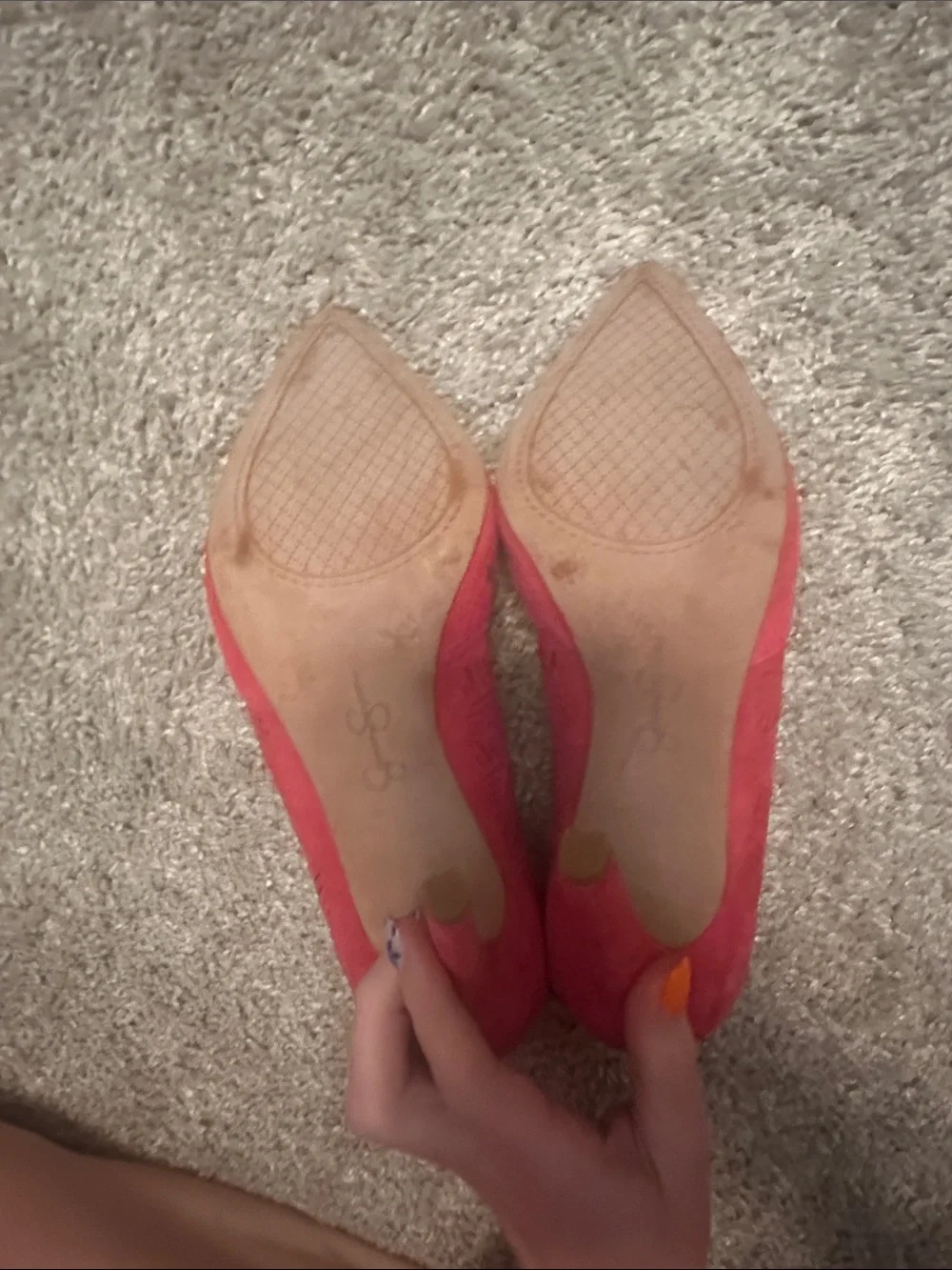 Jessica Simpson Charie Pink Suede Laser-Cut Pointed-Toe Stilettos NWOB